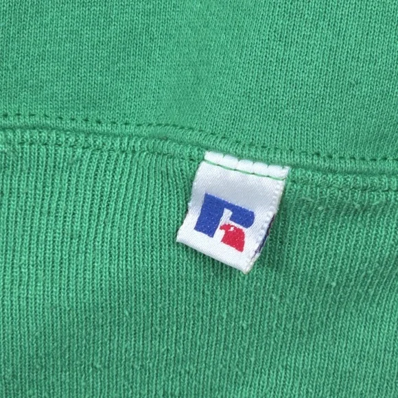 VTG 90s Russell Athletic Sweatshirt Large Women Green Snowman Christmas Holidays - Picture 6 of 12